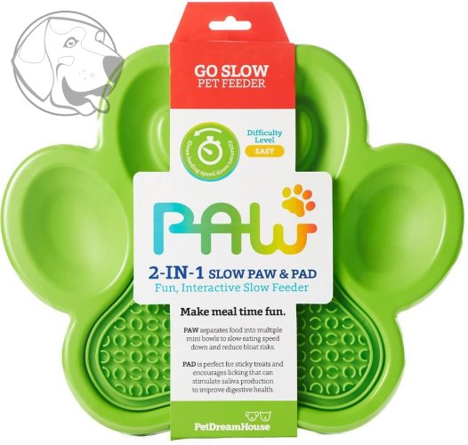 PetDreamHouse zpomalovací miska Paw 2 v 1 – zelená