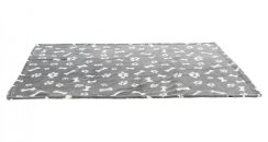 Plyšová deka KENNY, šedá s kostičkami a packami 100 cm x 75 cm