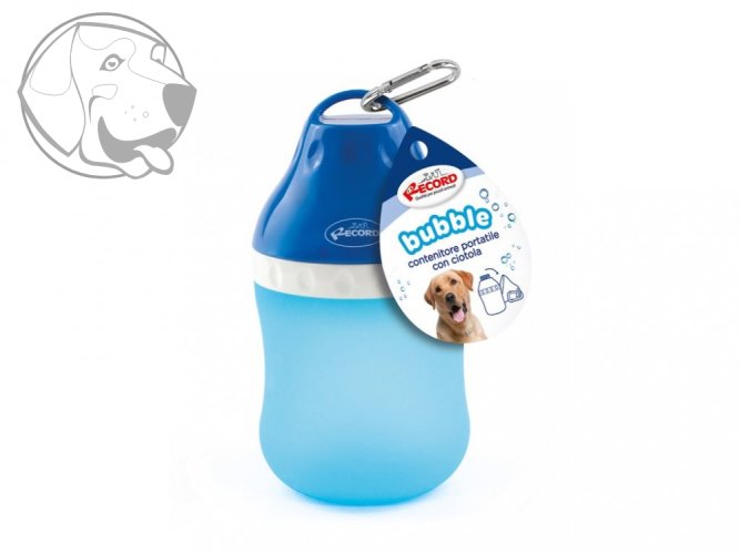 Cestovní láhev na vodu s miskou pro psa velká modrá 400 ml
