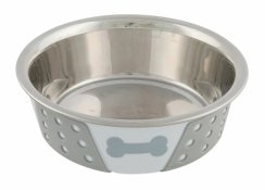Nerezová miska se silikonovým opláštěním 1,4l/21cm bílo/šedá