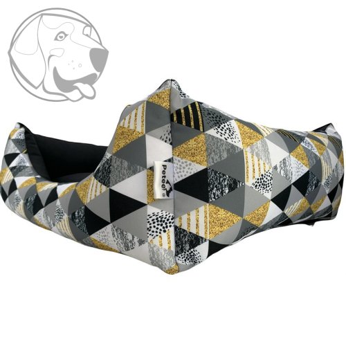 Pelech pro psy Triangl Black 60cm x 50cm x 20cm s polštářem