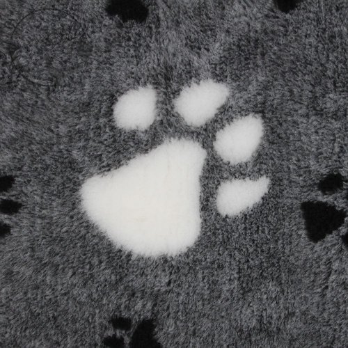 Originál VetBed deka pro psa,  šedá / bílá packa / černé, protiskluzová, 150cm x 100cm