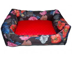 Pelech pro psa s květinami MÁK - červená minka 80 cm x 65 cm