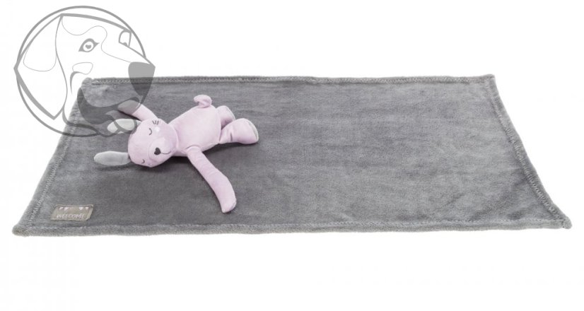 JUNIOR set - deka 75 x 50 cm + plyšový medvídek, šedá/světle fialová