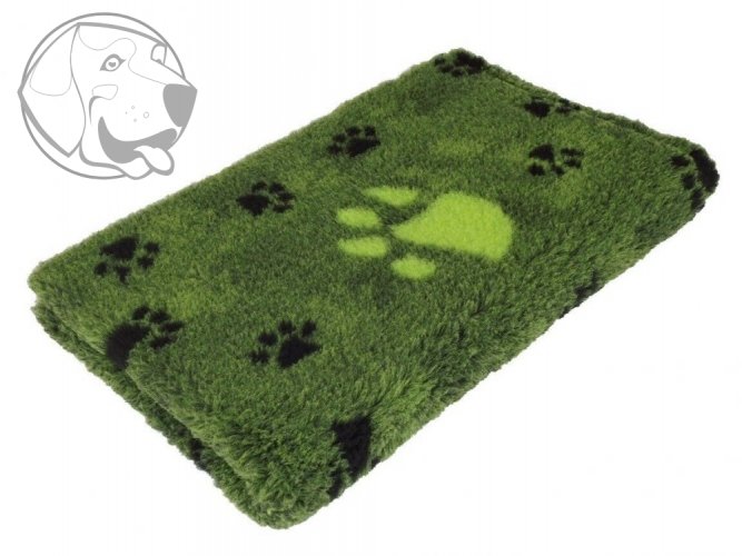 Originál VetBed deka pro psa, zelená- motiv tlapky černá/zelená, protiskluzová,  100 cm x 75 cm