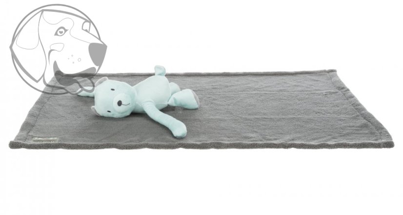 JUNIOR set - deka 75 x 50 cm + plyšový medvídek, šedá/mátová