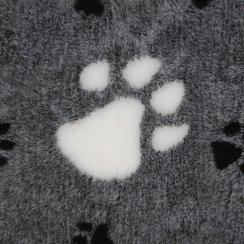Originál VetBed deka pro psa, šedá / bílá packa / černé, protiskluzová, 100 cm x 75 cm