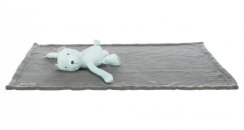 JUNIOR set - deka 75 x 50 cm + plyšový medvídek, šedá/mátová