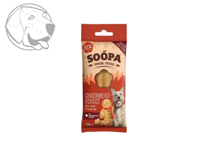 Dentální tyčinky Soopa Gingerbread Biscuit 100 g / 4 ks