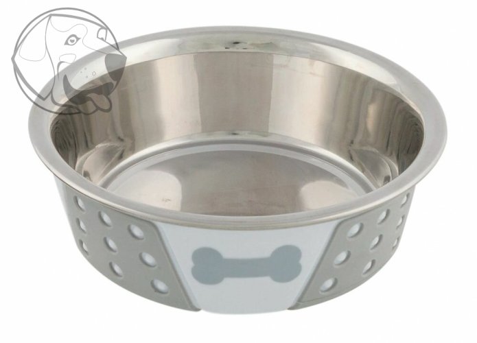 Nerezová miska se silikonovým opláštěním 1,4l/21cm bílo/šedá