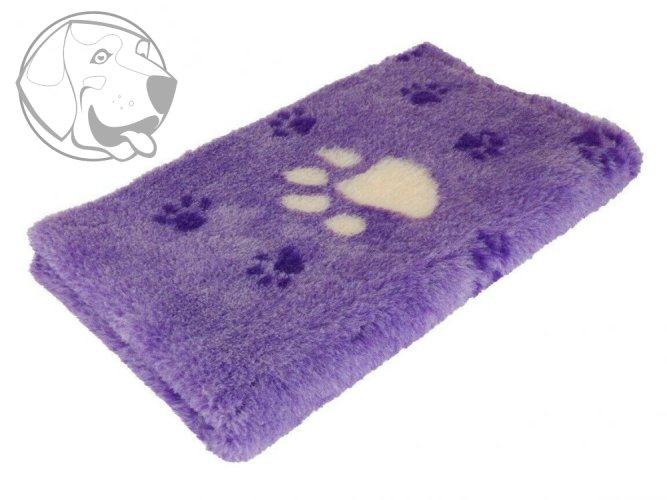 Originál VetBed deka pro psa, LILA- motiv tlapky fialová/bílá 100 cm x 75 cm, protiskluzová