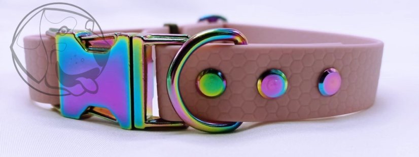 OBOJEK HEXA EXCLUSIV 25 MM DUHOVÝ TROJZUBEC - Velikost obojku: Malý, Barva obojku: Růžová