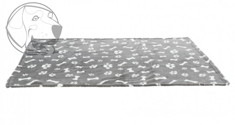 Plyšová deka KENNY, šedá s kostičkami a packami 100 cm x 75 cm