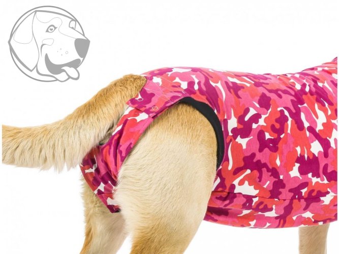 Pooperační ochranné oblečení pro fenu růžové - Délka hřbetu: 43 - 51 cm