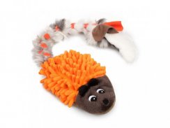 Hračka pro psa – ježek s králičí kožešinou, hnědá a oranžová