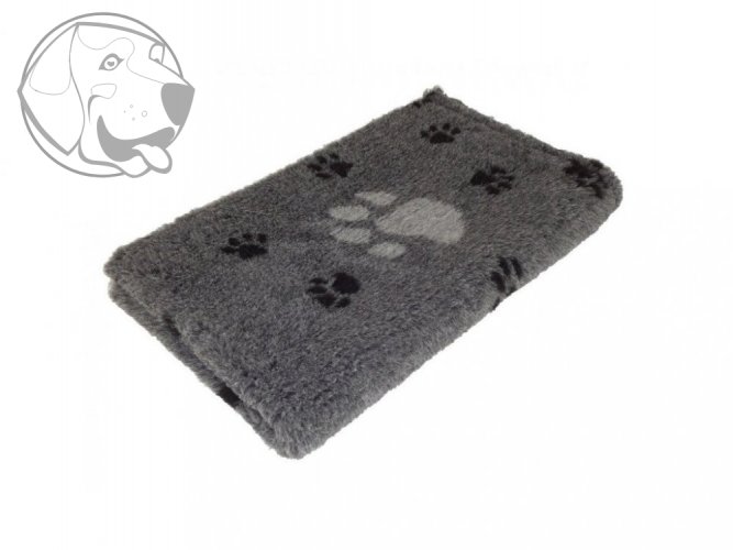 Originál VetBed deka pro psa, protiskluz, šedá- motiv tlapky/černé 75 cm x 50 cm