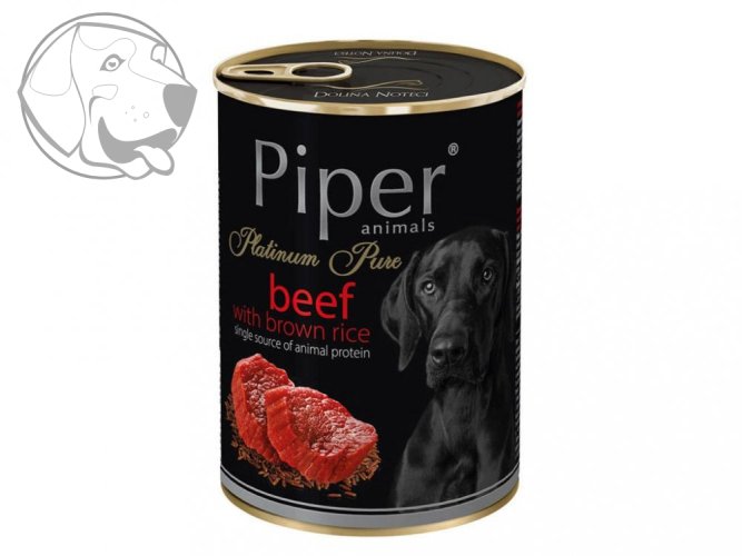 PIPER PLATINUM PURE hovězí s hnědou rýží, konzerva pro psy, 400 g
