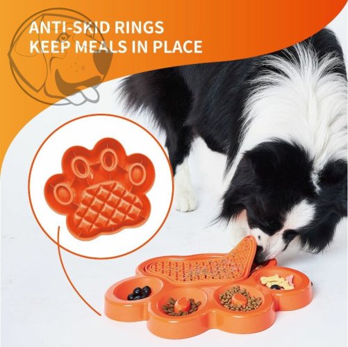 PetDreamHouse zpomalovací miska Paw 2 v 1 – oranžová