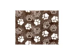 Pelíšek pro psy VetBedding hnědý- velké bílé a obrysy ťapky 150 x 100 cm / s protiskluzem