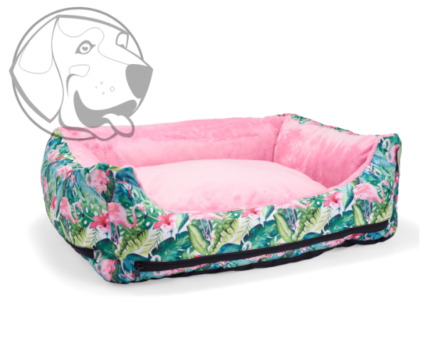 Pelech pro psa Plameňák / růžová minka 80 cm x 65 cm