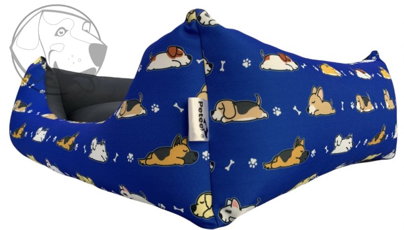 Pelech pro psa Dog Blue s polštářem 80 cm x 70 cm
