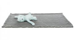 JUNIOR set - deka 75 x 50 cm + plyšový medvídek, šedá/mátová