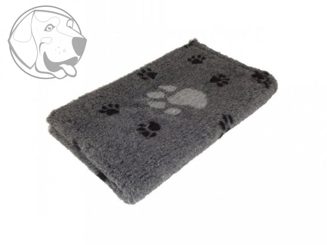 Originál VetBed deka pro psa, protiskluz, šedá- motiv tlapky/černé 100 cm x 75 cm
