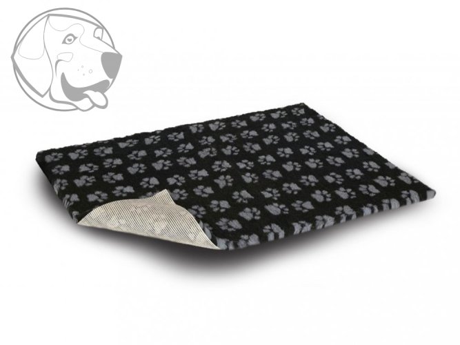 Vetbed® protiskluzová, černý s šedými packami 150 cm x 100 cm