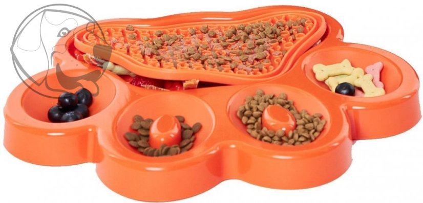 PetDreamHouse zpomalovací miska Paw 2 v 1 – oranžová