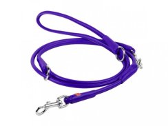 Přepínací kulaté kožené vodítko fialové barvy 122, 145, 183cm / šířka 10mm