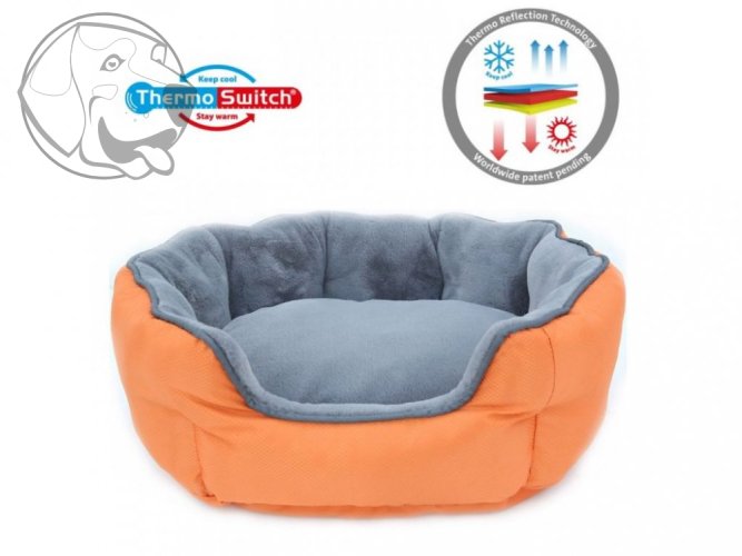 Oboustranný pelíšek pro psa Thermoswitch SANTORINI oranžovo - šedý ,, S"