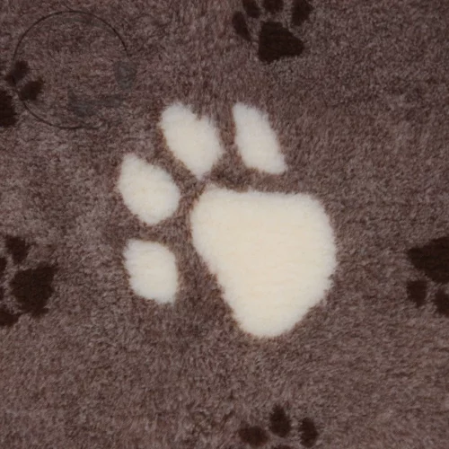 Originál VetBed deka pro psa, béžová- motiv tlapky hnědá/ bílá, 75 cm x 50 cm / protiskluzová