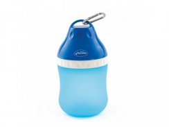 Cestovní láhev na vodu s miskou pro psa velká modrá 400 ml