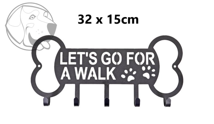Kovový věšák kostička ,, Lets go for a walk" 32x15cm