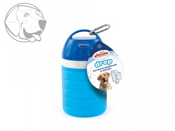 Rostoucí cestovní láhev na vodu pro psa s miskou modrá