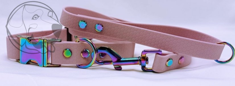 OBOJEK HEXA EXCLUSIV 25 MM DUHOVÝ TROJZUBEC - Velikost obojku: Malý, Barva obojku: Růžová