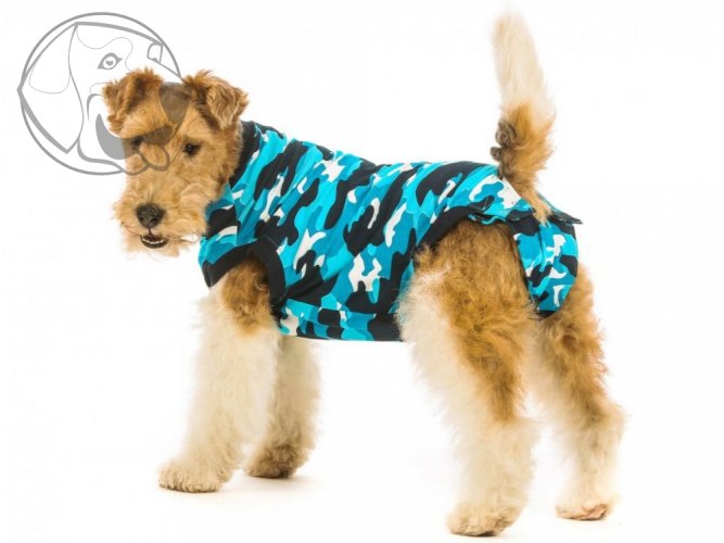 Pooperační ochranné oblečení pro psa modré - Délka hřbetu: 22 - 35 cm