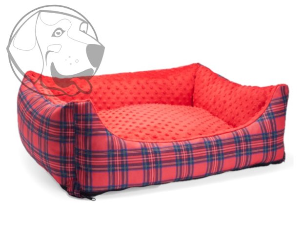 Pelech pro psa MŘÍŽKA / červená minka 80 cm x 65 cm
