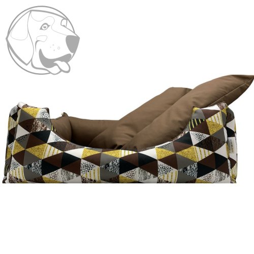Pelech pro psy Triangl Hnědý 60cm x 50cm x 20cm s polštářem