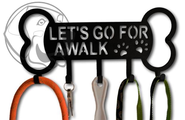 Kovový věšák kostička ,, Lets go for a walk" 32x15cm