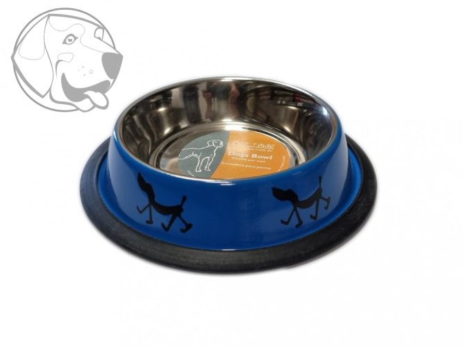 Modrá nerezová miska s pejskem pro psa / různé velikosti - Objem misky: 0,7l