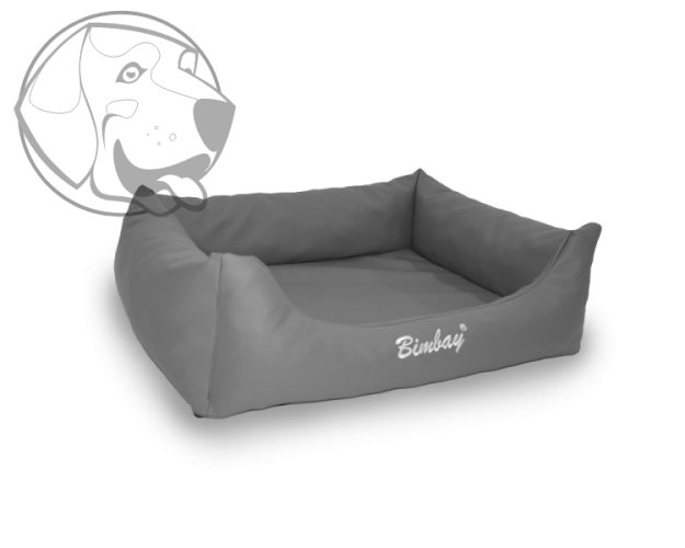 ORTOPEDICKÝ pelech s matrací SKAY - šedý  ( imitace kůže) 100 cm x 80 cm