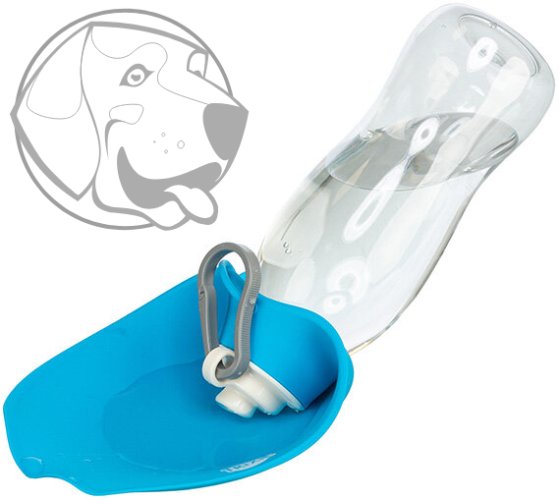 Láhev na vodu se sklopnou silikonovou miskou, 0.55 l, plast/silikon