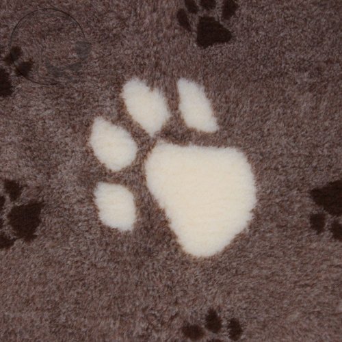 Originál vetbed deka pro psa - béžová s hnědýma packama, bílá packa, protiskluzová 100  cm x 75 cm